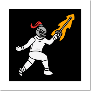 Cute cartoon knight fencing Posters and Art